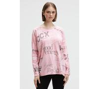 Rundhalspullover SOCCX, Damen, Gr. XL/XXL, rosa (smooth rose), Material: 100% Baumwolle, bedruckt, oversize normal, Rundhals, Fledermausärmel Rollsaum, Pullover Rundhalspullover, mit Rollsäumen (17061