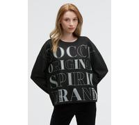 Rundhalspullover SOCCX, Damen, Gr. XL/XXL, schwarz, Material: 53% Viskose, 43% Polyester, 4% Elasthan, bedruckt, regular fit normal, Rundhals, eingesetzt gerader Abschluss, Pullover Rundhalspullover (