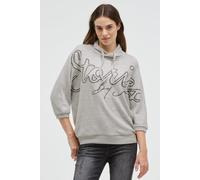 Rundhalspullover SOCCX, Damen, Gr. XS/S, fresh grau melange, Strick, Material: 53% Viskose, 43% Polyester, 4% Elasthan, bedruckt, regular fit normal, Rundhals, Fledermausärmel Rippbündchen, Pullover R