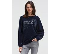 Rundhalspullover SOCCX, Damen, Gr. XXL, blau, Material: 80% Polyester, 20% Baumwolle, bedruckt, regular fit normal, Rundhals, Fledermausärmel Rippbündchen, Pullover Rundhalspullover, mit Fledermaus-Är