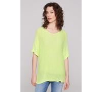 Rundhalspullover SOCCX, Damen, Gr. XXL, gelb, Material: 55% Polyacryl, 45% Polyamid, Strukturmuster, regular fit normal, Rundhals, eingesetzt Rippbündchen, Pullover Rundhalspullover, in schönen waager