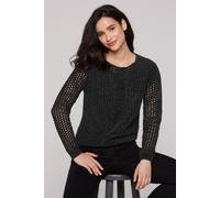 Rundhalspullover SOCCX, Damen, Gr. XXL, schwarz, Material: 100% Polyester, Strukturmuster, regular fit normal, U-Boot-Ausschnitt, eingesetzt Rippbündchen, Pullover Rundhalspullover, mit U-Boot-Ausschn