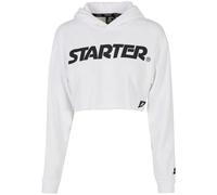 Rundhalspullover STARTER BLACK LABEL "Starter Black Label Damen Ladies Starter Cropped Hoody", Damen, Gr. L, weiß, 65% Baumwolle, 35% Polyester, unifarben, oversize, ohne Ausschnitt, Pullover Rundhals