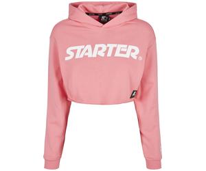 Rundhalspullover STARTER BLACK LABEL "Starter Black Label Damen Ladies Starter Cropped Hoody", Damen, Gr. L, pinkgrapefruit, 65% Baumwolle, 35% Polyester, unifarben, oversize, ohne Ausschnitt, Pullove