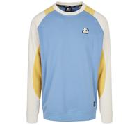 Rundhalspullover STARTER BLACK LABEL "Starter Black Label Herren Starter Laser Crew", Herren, Gr. S, blau (hrznblu, clfrnyllw, plwht), 65% Baumwolle, 35% Polyester, mehrfarbig, normal, Rundhals, Pullo