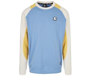 Rundhalspullover STARTER BLACK LABEL "Starter Black Label Herren Starter Laser Crew", Herren, Gr. S, blau (hrznblu, clfrnyllw, plwht), 65% Baumwolle, 35% Polyester, mehrfarbig, normal, Rundhals, Pullo