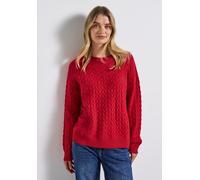 Strickpullover STREET ONE, Damen, Gr. 34, rot (racing rot), Web, 40% Baumwolle, 37% Polyacryl, 20% Nylon, 3% Elasthan, unifarben, casual, normal normal, Rundhals, Langarm Strickbündchen, Pullover, mit