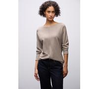 Rundhalspullover STREET ONE, Damen, Gr. 36, sandstone mocha meliert, Stoff, 30% Polyester, 29% Polyacryl, 21% Viskose, 20% Nylon, unifarben, normal normal, U-Boot-Ausschnitt, Rollsaum, Pullover (98997