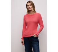 Rundhalspullover STREET ONE, Damen, Gr. 36, striking coral, Stoff, 60% Viskose, 40% Baumwolle, unifarben, normal normal, Rundhals, gerader Abschluss, Pullover Rundhalspullover, im soften Baumwoll-Mix