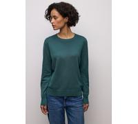 Rundhalspullover STREET ONE, Damen, Gr. 38, mediterra grün, Stoff, 86% Viskose, 14% Polyester, unifarben, normal normal, Rundhals, Rippbündchen, Pullover Rundhalspullover, mit Rundhalsausschnitt (5441