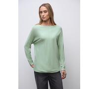 Rundhalspullover STREET ONE, Damen, Gr. 40, serene grün meliert, Stoff, 30% Polyester, 29% Polyacryl, 21% Viskose, 20% Nylon, unifarben, normal normal, U-Boot-Ausschnitt, Rollsaum, Pullover Rundhalspu