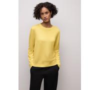 Rundhalspullover STREET ONE, Damen, Gr. 42, bloom gelb, Stoff, 86% Viskose, 14% Polyester, unifarben, normal normal, Rundhals, Rippbündchen, Pullover Rundhalspullover, mit Rundhalsausschnitt (93295961