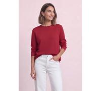 Rundhalspullover STREET ONE, Damen, Gr. 42, rot (inferno rot), Web, 60% Viskose, 40% Baumwolle, unifarben, comfort fit normal, Rundhals, Rollsaum, Pullover Rundhalspullover, mit Rundhalsausschnitt, To