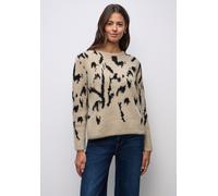Street One Damen Rundhalspullover Softer Jacquard gemustert Beige Gr. 42