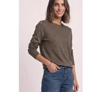Rundhalspullover STREET ONE, Damen, Gr. 44, braun (nomad braun meliert), Web, 60% Viskose, 40% Baumwolle, unifarben, comfort fit normal, Rundhals, Rollsaum, Pullover Rundhalspullover, mit Rundhalsauss