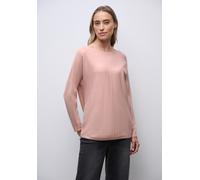 Rundhalspullover STREET ONE, Damen, Gr. 44, faded rose meliert, Stoff, 30% Polyester, 29% Polyacryl, 21% Viskose, 20% Nylon, unifarben, normal normal, U-Boot-Ausschnitt, Rollsaum, Pullover, aus Feinst