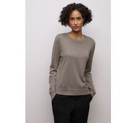 Rundhalspullover STREET ONE, Damen, Gr. 44, mocha glow meliert, Stoff, 86% Viskose, 14% Polyester, unifarben, normal normal, Rundhals, Rippbündchen, Pullover Rundhalspullover, mit Rundhalsausschnitt (