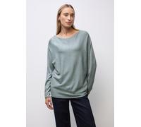 Rundhalspullover STREET ONE, Damen, Gr. 44, nile blau meliert, Stoff, 30% Polyester, 29% Polyacryl, 21% Viskose, 20% Nylon, unifarben, normal normal, U-Boot-Ausschnitt, Pullover, aus Feinstrick (24048