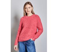 Rundhalspullover STREET ONE, Damen, Gr. 44, rot (sugar coral), Feinstrick, 69% Nylon, 30% Baumwolle, 1% Elasthan, unifarben, oversize normal, Rundhals, Bündchen, Pullover Rundhalspullover, im angenehm
