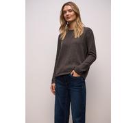 Rundhalspullover STREET ONE, Damen, Gr. 44, rustic braun meliert, Web, 37% Polyacryl, 29% Baumwolle, 29% Polyester, 5% Nylon, unifarben, normal normal, Rundhals, Rippbündchen, Pullover Rundhalspullove