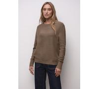 Rundhalspullover STREET ONE, Damen, Gr. 44, silk braun meliert, Web, 37% Baumwolle, 34% Polyacryl, 26% Polyester, 3% Elasthan, meliert, regular fit normal, Rundhals, Bündchen, Pullover Rundhalspullove