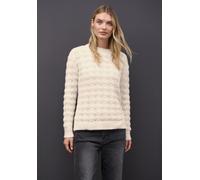 Rundhalspullover STREET ONE, Damen, Gr. 44, soft beige, Strick, Obermaterial: 52% Polyester, 29% Baumwolle, 19% Polyacryl, unifarben, bequem hüftbedeckend, Rundhals, Flachstrickbündchen, Pullover Rund