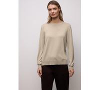 Rundhalspullover STREET ONE, Damen, Gr. 46, cotton beige, Stoff, 86% Viskose, 14% Polyester, unifarben, comfort fit normal, Rundhals, Bündchen, Pullover Rundhalspullover, Basic (67064523-46) cotton be