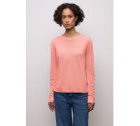 Rundhalspullover STREET ONE, Damen, Gr. 46, light apricot, Stoff, 86% Viskose, 14% Polyester, unifarben, normal normal, Rundhals, Rippbündchen, Pullover Rundhalspullover, mit Rundhalsausschnitt (69313