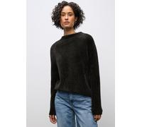 Stehkragenpullover STREET ONE, Damen, Gr. 46, schwarzest braun, Stoff, 78% Polyamid, 12% Polyacryl, 10% Baumwolle, unifarben, normal normal, Rundhals, abgesteppt, Pullover Stehkragenpullover, aus soft