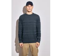 Rundhalspullover STREET ONE MEN, Herren, Gr. XL44, blau (dusk blau), Web, 100% Baumwolle, unifarben, normal normal, Rundhals, Rippbündchen, Pullover Rundhalspullover, aus reiner Baumwolle (22403861-XL