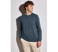 Rundhalspullover STREET ONE MEN, Damen, Gr. XXL46, blau (dusk blau), Web, 100% Baumwolle, unifarben, normal normal, Rundhals, Rippbündchen, Pullover Rundhalspullover, aus reiner Baumwolle (97006707-XX