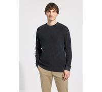 Rundhalspullover STREET ONE MEN, Herren, Gr. 3XL (48), grau (schwarz ink blau), Web, 100% Baumwolle, unifarben, normal normal, Rundhals, Rippbündchen, Pullover Rundhalspullover, aus reiner Baumwolle (