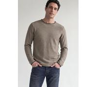 Rundhalspullover STREET ONE MEN, Herren, Gr. L (42), antique beige, Web, 100% Baumwolle, unifarben, comfort fit normal, Rundhals, abgesteppt, Pullover Rundhalspullover, aus reiner Baumwolle (61523732-