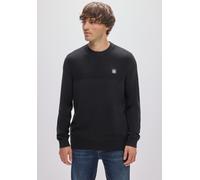 Rundhalspullover STREET ONE MEN, Herren, Gr. M (40), schwarz, Web, 100% Baumwolle, unifarben, normal normal, Rundhals, Rippbündchen, Pullover Rundhalspullover, aus reiner Baumwolle (38588140-M) schwar