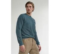 Rundhalspullover STREET ONE MEN, Herren, Gr. S (38), cold blau, Web, 100% Baumwolle, unifarben, normal normal, Rundhals, Rippbündchen, Pullover Rundhalspullover, aus reiner Baumwolle (89482011-S) cold
