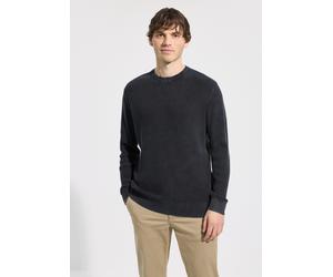 Rundhalspullover STREET ONE MEN, Herren, Gr. XL (44), grau (schwarz ink blau), Web, 100% Baumwolle, unifarben, normal normal, Rundhals, Rippbündchen, Pullover Rundhalspullover, aus reiner Baumwolle (5