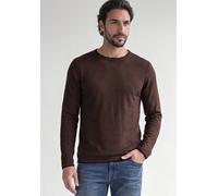 Rundhalspullover STREET ONE MEN, Herren, Gr. XL (44), maroon braun, Web, 100% Baumwolle, unifarben, comfort fit normal, Rundhals, abgesteppt, Pullover Rundhalspullover, aus reiner Baumwolle (89169020-