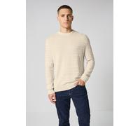 Rundhalspullover STREET ONE MEN, Herren, Gr. XL (44), tender beige melange, Web, 50% Baumwolle, 50% Polyacryl, gestreift, normal normal, Rundhals, Rippbündchen, Pullover Rundhalspullover, mit Streifen