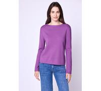 Rundhalspullover STREET ONE STUDIO, Damen, Gr. 36, floral pink, Stoff, 30% Polyester, 29% Polyacryl, 21% Viskose, 20% Nylon, unifarben, comfort fit normal, Rundhals, abgesteppt, Pullover Rundhalspullo