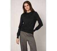 Rundhalspullover STREET ONE STUDIO, Damen, Gr. 36, schwarz, Stoff, 30% Polyester, 29% Polyacryl, 21% Viskose, 20% Nylon, unifarben, normal normal, Rundhals, Rippbündchen, Pullover Rundhalspullover (96