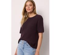Rundhalspullover STREET ONE STUDIO, Damen, Gr. 38, very berry, Web, 100% Baumwolle, unifarben, normal normal, Rundhals, Rippbündchen, Pullover Rundhalspullover, aus reiner Baumwolle (10716908-38) very