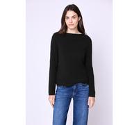 Rundhalspullover STREET ONE STUDIO, Damen, Gr. 40, schwarz, Stoff, 30% Polyester, 29% Polyacryl, 21% Viskose, 20% Nylon, unifarben, comfort fit normal, Rundhals, abgesteppt, Pullover Rundhalspullover,