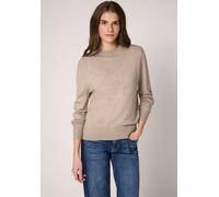 Rundhalspullover STREET ONE STUDIO, Damen, Gr. 42, buffed beige meliert, Stoff, 30% Polyester, 29% Polyacryl, 21% Viskose, 20% Nylon, unifarben, normal normal, Rundhals, Rippbündchen, Pullover Rundhal