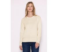 Rundhalspullover STREET ONE STUDIO, Damen, Gr. 42, soft beige, Stoff, 30% Polyester, 29% Polyacryl, 21% Viskose, 20% Nylon, unifarben, normal normal, Rundhals, Bündchen, Pullover, aus Feinstrick (4528