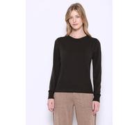 Rundhalspullover STREET ONE STUDIO, Damen, Gr. 44, schwarz auburn braun, Stoff, 30% Polyester, 29% Polyacryl, 21% Viskose, 20% Nylon, unifarben, normal normal, Rundhals, Bündchen, Pullover Rundhalspul