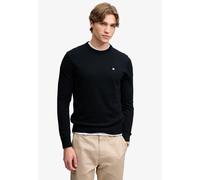Rundhalspullover SUPERDRY "PREP ESSENTIAL COTTON JUMPER", Herren, Gr. 3XL, schwarz (eclipse navy), Strick, Obermaterial: 100% Baumwolle, unifarben, slim fit normal, Rundhals, Bündchen, Pullover Rundha