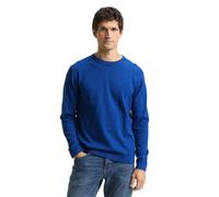 Rundhalspullover TOM TAILOR, Damen, Gr. M, smoky blau melange, Strick, Obermaterial: 100% Baumwolle, meliert, regular fit hüftbedeckend, Rundhals, Bündchen, Pullover Rundhalspullover, mit Logostickere