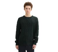 Rundhalspullover TOM TAILOR DENIM, Herren, Gr. L, grün (grün colorful neps), Strick, Obermaterial: 95% Baumwolle, 5% Polyester, Strukturmuster, regular fit Po-bedeckend, Rundhals, Rippbündchen, Pullov