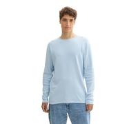 Rundhalspullover TOM TAILOR DENIM, Herren, Gr. S, blau (light metal blau), Strick, Obermaterial: 100% Baumwolle, Strukturmuster, unifarben, regular fit taillenbedeckt, Rundhals, Pullover Rundhalspullo