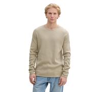 Rundhalspullover TOM TAILOR DENIM, Herren, Gr. XL, beige abbe, Strick, Obermaterial: 100% Baumwolle, Strukturmuster, regular fit taillenbedeckt, Rundhals, Pullover Rundhalspullover, mit Struktur (5778